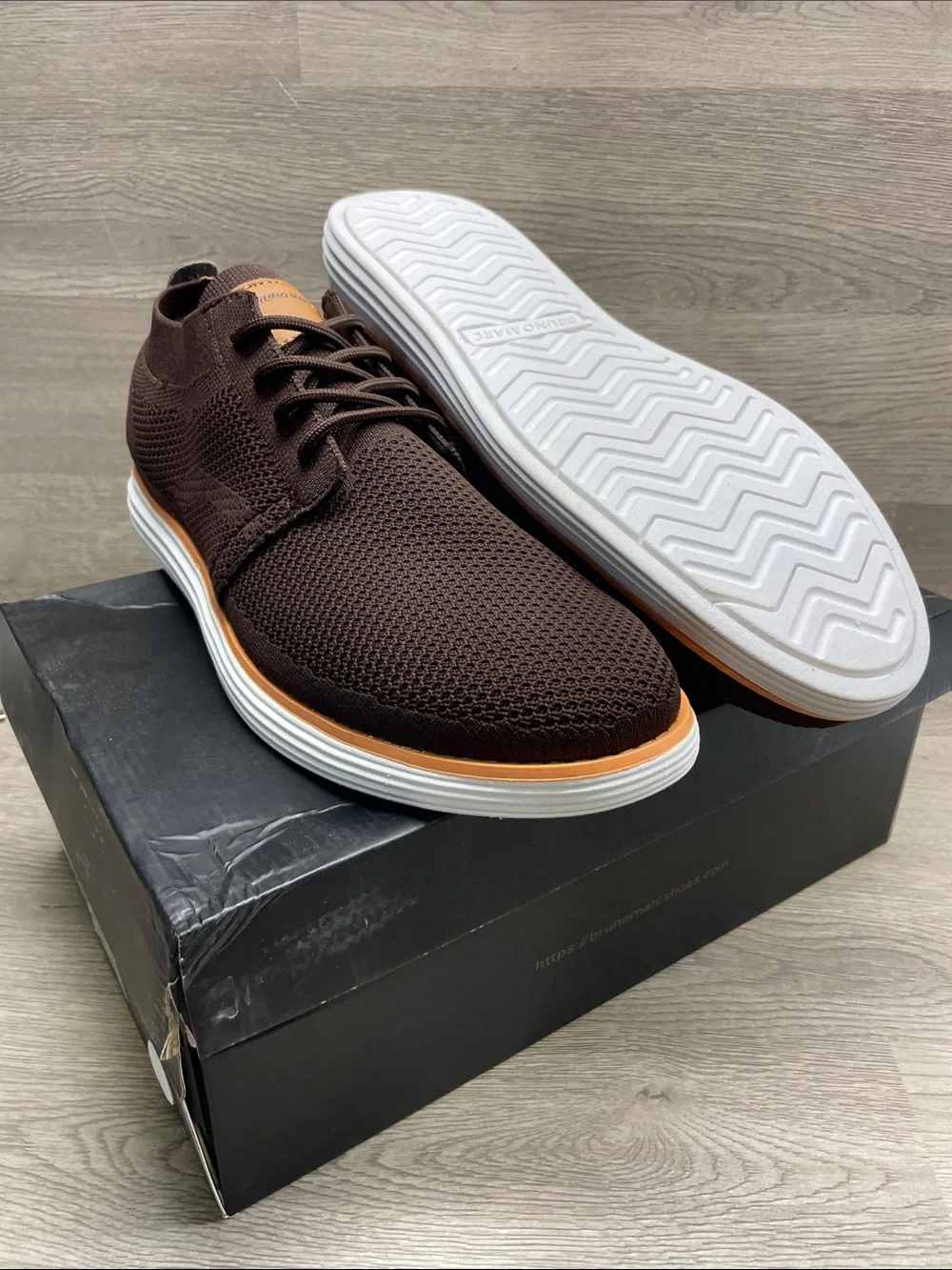 Men's Brown Knit Derby with White Sole - Casual Oxford #901